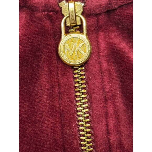 Michael Kors Womens Medium hooded Jacket Burgundy Velour Cotton Blend - Picture 10 of 16
